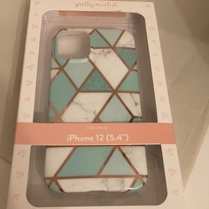 Pretty case for iPhone 12 (5.4”) blue and white